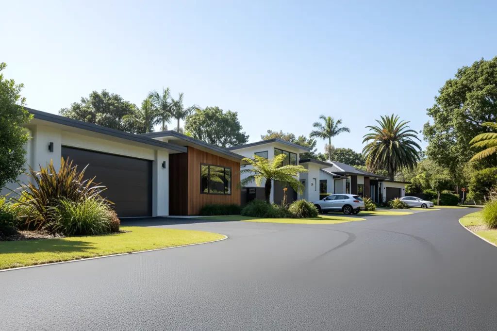 Smooth residential driveway completed by Asphalt Contractors Auckland known as Auckland’s Trusted Choice for Professional Asphalt Services.